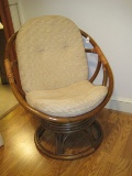 Mid-Century Rattan Swivel/Rocker Chair w/ Cushion