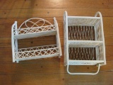 Lot - Rattan/Wicker Wall Shelves Painted White