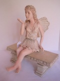Resin Garden Fairy Sitting on Bench Figure