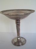 National Sterling Weighted Base Compote w/ Embellished Reticulated Rim
