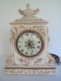 French Inspired Porcelain Desk/Shelf Electric Clock w/ Movement by Sessions