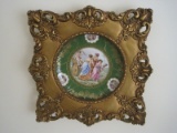 Mitterteich Bavaria China Plate Portraying Cupid & Maidens, Emerald Border/Gilded Floral