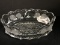 Clear Glass Oval Bowl Scalloped Rim w/ Liberty Bell/1887 Coin Etched Motif