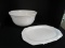 Ceramic Cream Wash Bowl w/ Matching Oval Platter