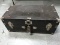 Vintage Metal Chest w/ Luggage Box by Vacationer w/ Clasp/Leather Handle