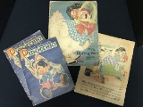 Lot - Vintage Child's Books, 1939 Whiteman Publishing Pinocchio Cover/Back w/ Book
