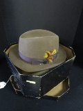 Biltmore Royal Walnut Fedora Hat by Rush Wilson LTD Greer Size 7 3/8 Leather Trim
