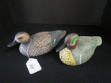 2 Plastic Ducks by Red Head Bass Pro, Green Wing Teal Drake & Hen