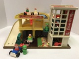 Fisher Price Toys 1980's Era Garage Little People w/ Accessories