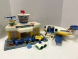 Fisher Price Toys 1980's Era Little People Jetport w/ Helicopter/Plane, Accessories, Etc.