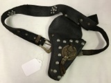 Early 1950's Child's Leather Gun Holster w/ Bull Head Medallion, Studs
