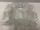 Glass Diamond Cut Pattern, Saw-Tooth Rim, Flared Rim Dish 6 3/4