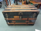 Vintage Travel Chest Wooden w/ Leather Handle/Straps