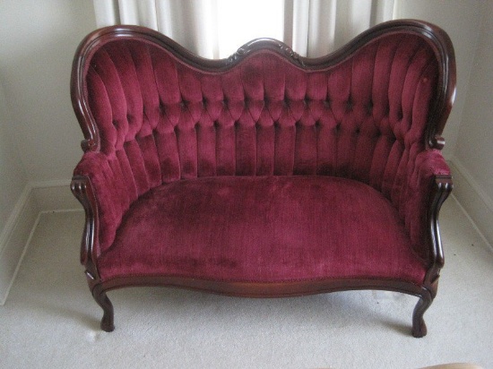 Kimball Furniture Reproduction Inc. Victorian Era Style Parlor Curved Back Settee