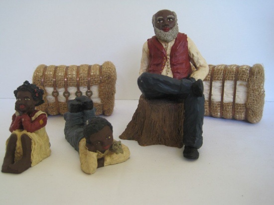 2-Story Book Collection of Miniatures by Carolyn Carpin African American Figurines Boy
