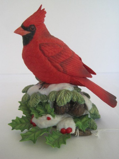 Lenox Fine Porcelain Christmas Cardinal Perched on Snow Dusted Evergreens Figurine