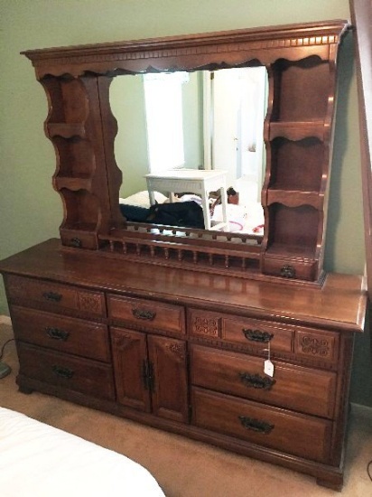 Sumter Cabinet Co. Mahogany-Veneer Wood Dresser w/ Top Mirror