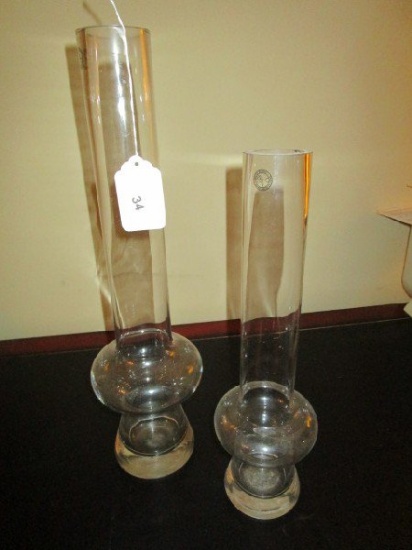 Pair - Hurricane Style Vase Glasses, Hand Blown