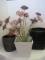 Lot - Decorative Baskets, Silk Flower in Tin Planter, Waste Basket, Etc.