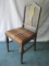Painted Brown Side Chair w/ Plaid Upholstered Seat