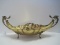 Brass Console Footed Bowl w/ Mythical Dragon Handles Hammered Finish