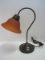 Tiffany Style Accent Lamp Mottled Amber Shade & Antiqued Bronze Patina