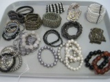 Lot - Fashion Jewelry Bracelets Faux Pearl, Multistrand, Faceted Beaded, Etc.