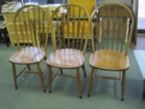 3 Oak Arrow Back Chairs