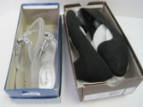 Lot - Just Be Sandals Size 9 & Black Suede Easy Street Size 10