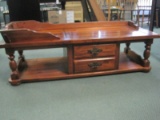 Pine Country Style Coffee Table w/ Center Drawer Flanked by Base Shelf