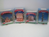 4 Noma Dickensville Porcelain Christmas Collectibles Lighted School House