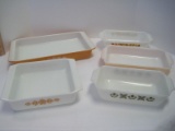 Lot - FireKing 2qt Milk Glass Lusterware, Pyrex Pattern, Butterfly Gold, FireKing