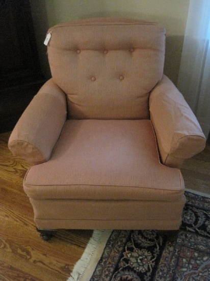 Depression Era Style Arm Chair w/ Tufted Back & Mahogany Feet