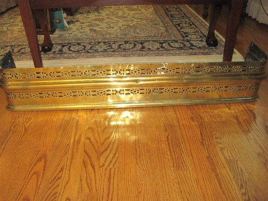 Brass Fireplace Fender w/ Traditional Pierced Design