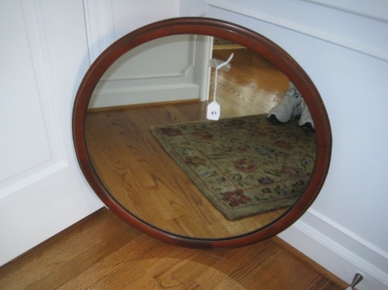 Mahogany Round Framed Wall Mirror