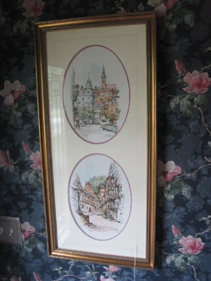 2 Germany Cityscapes "Baden-Baden" & "Miltenberg" by Artist Jan Korthals Prints