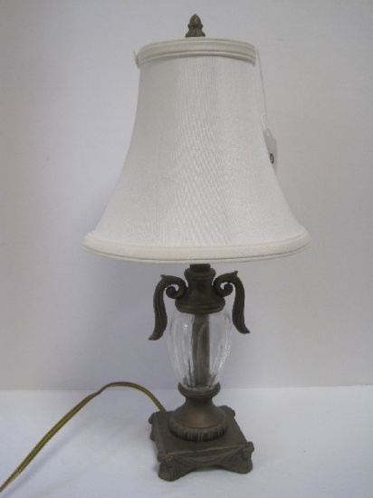 Resin Urn Form Accent Lamp w/ Crystal Font on Swag & Bows Design Base Antiqued