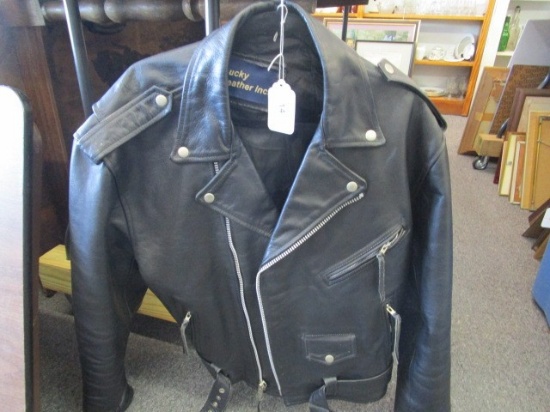 Lucky Leather Inc. Real Leather Black Jacket w/ Belt