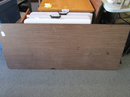 Brown Wooden Veneer Top Table Metal Legs