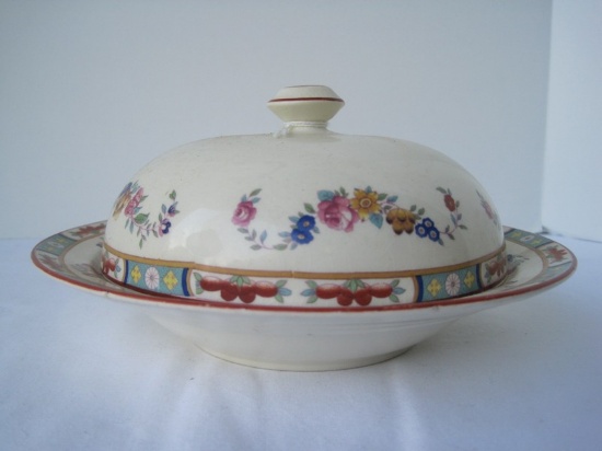 Crescent Ivory China The Rosedale Pattern Floral Swag Design Dome