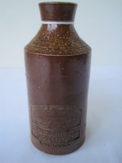 Antique P&J Arnold London Pottery Ink Bottle Embossed Label