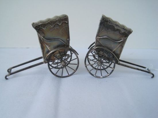 Pair - Vintage Sterling 950 Japanese Expert Rickshaw Carts