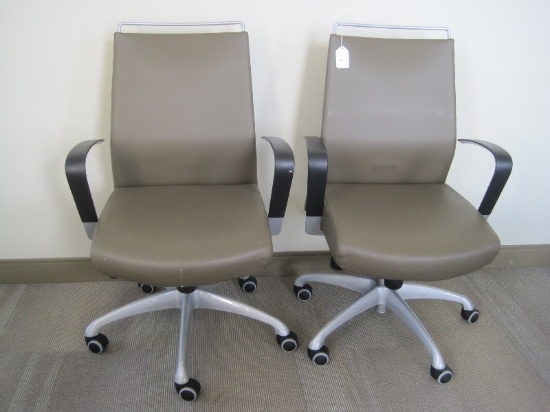 2 Krug Inc. Spinneybeck Volo Leather Chairs on Casters
