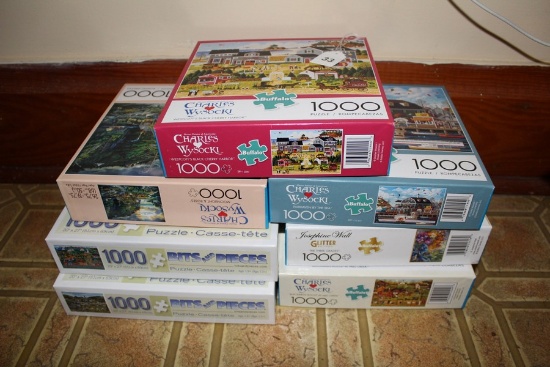 Puzzles Lot - 7 1000-Piece Puzzles