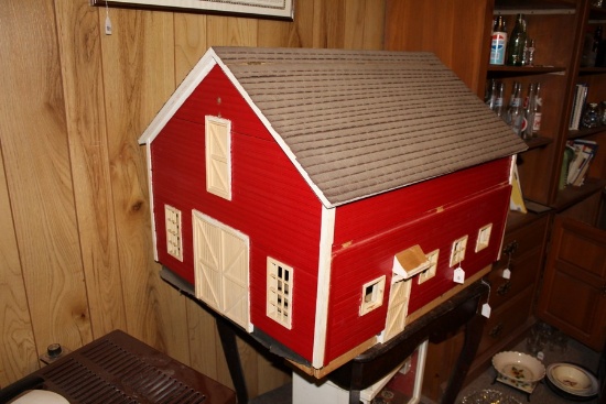 Wooden Vintage Toy Barn w/ Contents