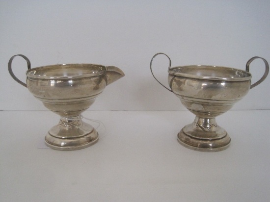 Pair - National Sterling Weighted Base Creamer(94.5 grams) & Open Sugar Bowl(91.5 grams)