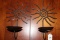 Pair - Metal Sunburst Motif Votive Candle Wall Sconces