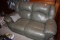 Pleather Green Upholstered Sectional Reclining Sofa 2 Seat w/ Arms