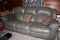 Pleather Green Upholstered Sectional Reclining Couch 3 Seat w/ Arms