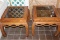 2 Wooden Woven Motif/Carved Scalloped Medallion Style Side Tables